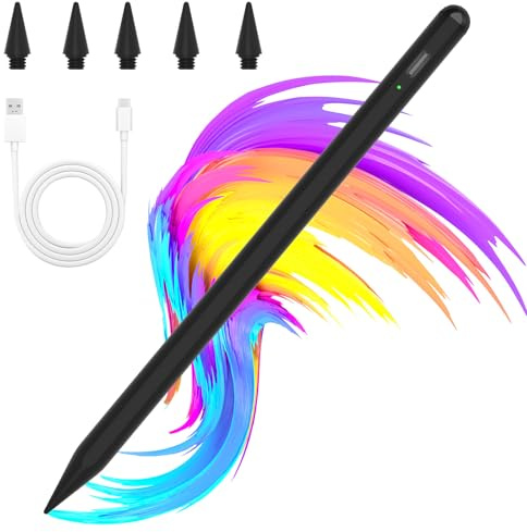 BQSS Penna per iPad (2018-2025), Con Rigetto del Palmo & Sensibile all'inclinazione, Pennino Capacitivo per iPad Pro 12.9''/11''/13''M4, Air 5/4/3/11''M2, Mini 6/5, i-Pad 10/9/8/7/6(Nero)