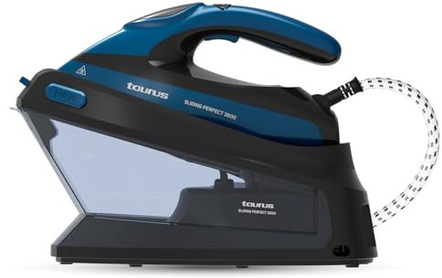Taurus Sliding Perfect 2800 - Centro de planchado | 2800W Potencia | 5.5 bares de presión | Pantalla digital | Cerámica | Super vapor de 400g/min | Modo ECO | Planchado vertical | Azul