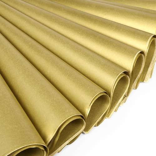 Kesote Geschenkpapier 60 Seidenpapier Verpackungsmaterial 70 x 50 cm Gold Transparentpapier Bastelpapier Packpapier Basteln Papier Hochzeit Geschenk Deko Weihnachten Origami Papier