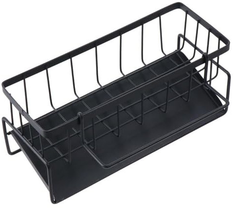 wenrescry Spülbecken Organizer – Küchen Schwammhalter mit Selbstentleerender Ablaufwanne und Spüllappenhalter, ideal für Küche und Badezimmer, Organizer für Bürsten, Schwämme, Seife und mehr