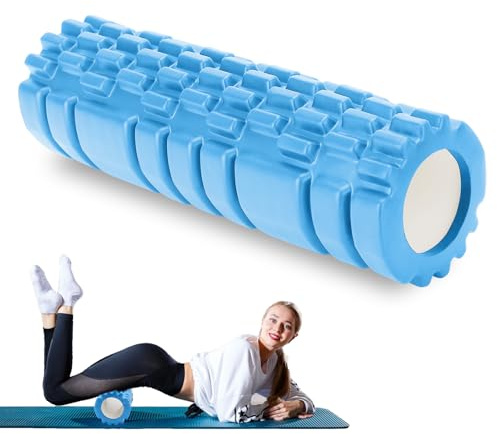 OAKENCREST Rodillo para Masajes Musculares, Fitness Foam Roller, Rodillo Masajeador, Cilindro de Espuma para Fitness, Terapia con Foam Roller, Rodillo de Pilates y Yoga 30×8cm (Azul claro)