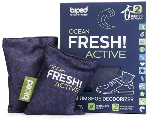 biped FRESH! ACTIVE – Deodorante per scarpe con carbone attivo di bambù – cuscino profumato o versione PURE senza oli – contro sudore e cattivi odori, effetto asciugante z2926(OCEAN)