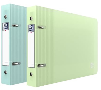 OXFORD Lot de 2 Classeurs A5 pour Fiches Bristol, 2 anneaux, Couleurs Bleu et Vert Pastel