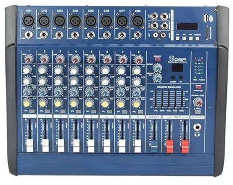 Console Mixer Audio 8 Canali 2x250W Stereo - Bluetooth USB SD MP3 - Phantom 48V - Processore Effetti Digitali Integrato