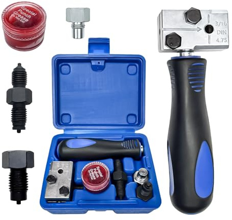 LENWISYF Cartellatrice Svasatura Tubi Freno per DIN, Compatibile con Auto E Camion Strumento Universale Svasatura Doppi Tubi Freno da 4,75 MM (3/16) per Sistemi Frenanti Idraulici Autoveicoli