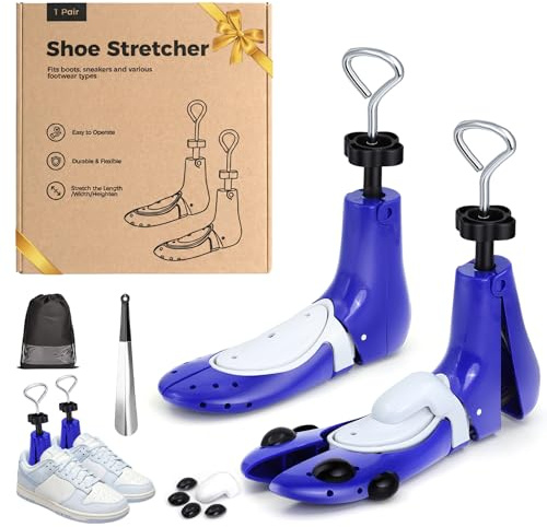 MoeQuliee Allarga Scarpe Uomo Donna — Tendiscarpe Regolabile in 3 Direzioni, Lunghezza, Larghezza e Altezza, Adatto per Scarpe Troppo Strette (Blu, M, 38-44)
