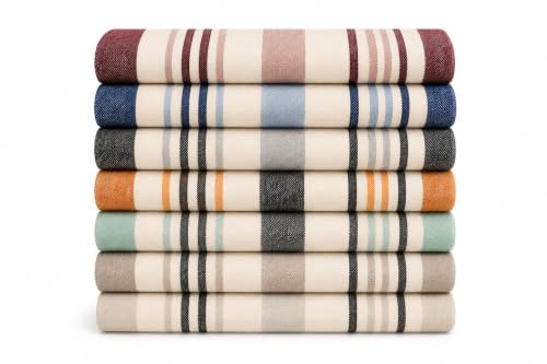Estoralis - Colcha Multiusos Sofa - Manta Foulard - Plaid para Cama - Cubresofa Cubrecama - Jarapas - Sarga Raya - 230x270 cm Lino (Fabricado en España)
