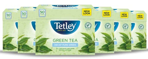 Tetley Decaf Green Tea Bags - Same Great Taste, No Caffeine - Smooth & Soothing Brew - Rainforest Alliance Certified - Perfect for a Relaxing Moment - 300 Teabags (6x50)