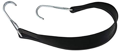 Gummispannband mit zwei Drahthaken, Farbe schwarz, dehnbar, 53 cm Länge, 37 mm Gurtbreite, mit 2 Drahthaken, Rollgitter Rollwagen