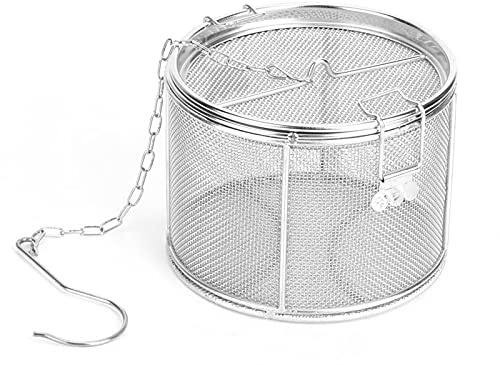 AUNMAS Seasoning Strainer, Stainless Steel Tea Mesh Infuser Strainer with Extended Chain Hook for Brew Loose Leaf Tea and Seasonings, Silver 5.52 x 3.94in