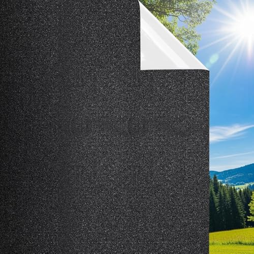 DIFIT Total mörkläggningsfönsterfilm, 100% ljusblockerande och integritetsfilm, statisk fästande, anti-UV, avtagbar fönsterfilm för sovrum, vardagsrum och daglig sömn,90 x 200 cm