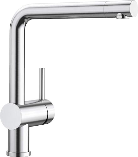 BLANCO LINUS | Küchenarmatur in PVD steel | Hochdruck | Rückflussverhinderer | Keramik Kartusche | Gesicherte Wasserqualität & wassersparend