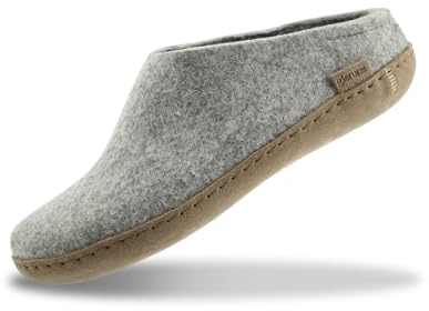 Glerups 100% quality wool mix Slipper with leather sole - Unisex Slip-on - Grey