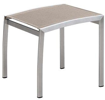 OUTLIV. Gartenhocker Oviedo, Edelstahl-Textilene, UV-beständig, Pflegeleicht, Langlebig, Belastbar bis 100 kg, 45x45x45cm, Silber/Taupe