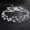 Uongeod Brautschmuck mit Kristallperlen, Bohemian-Stil, Kopfschmuck, Blätter, Ranke, Blume, Hochzeit (Silber)