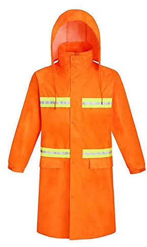 GIBZ Long Raincoat Waterproof Unisex Windbreaker Reflective Raincoat Rain Poncho for Adult Security Bicycle Moto Work Orange S