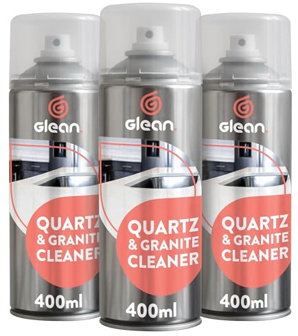 GLEAN Quartz & Granite Cleaner | 3 x 400ml | NON ABRASIVE | Quartz | Granite | Kitchen Cleaner | Streak-free Foaming Worktop Cleaner | Clean & Polish Natural Stone