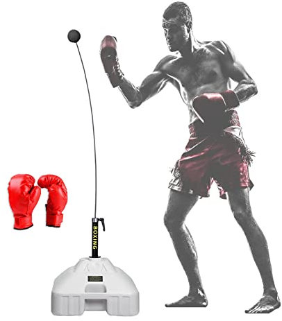 YLWX Reflex Boxsack Stehend for Erwachsene, Punchingball for Dodge Speed, Professionelle Kickbox Boxing Sandsack Mit Boxhandschuhen (Color : Schwarz)