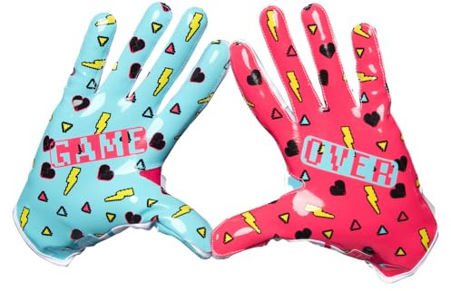 MASSOV Game Over ERA 9.0s Limited Edition Football Gloves - Women's Football Receiver Gloves - Sticky ProTac Palms & MassovMesh for Superior Breathability & Durability (Small)