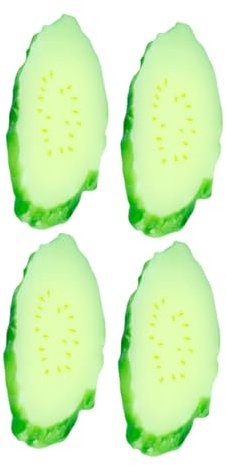 AOKWAWALIY 4 Stück Simulation Gurkenscheiben Faux Obst Gemüse Foto Requisiten Simulation Gemüse Gefälschte Gurke Kunstgemüse Künstliche Frucht Realistische Gurke Ornamente Große PVC