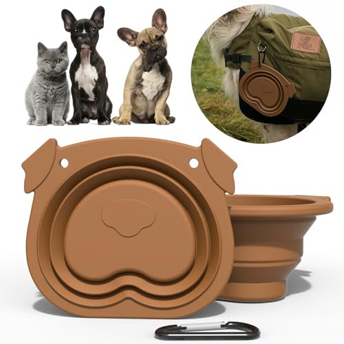 PerfektSIS Faltbarer Reisenapf Hund Reise Wassernapf, Tragbarer Fressnapf 600ML Silikon Trinkschale Hundenäpfe, Reise Futternapf für Outdoor Camping Wandern