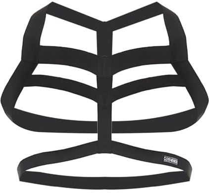 GENEMEN Mens Harness Belt Nylon Elastic Body Chest Shoulder Strap Sexy Halter Club Wear Cosplay Costume (H-Black)