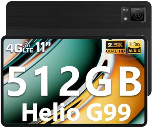 DOOGEE T40 Tablet 11 Zoll mit Android 14 Helio G99, 20GB RAM 512GB ROM (2TB TF), 2.5K Display Gaming, 8580mAh Akku, LTE Drawing mit 16MP+8MP, 4G Dual SIM/Face ID/TÜV/GPS/Widevine L1