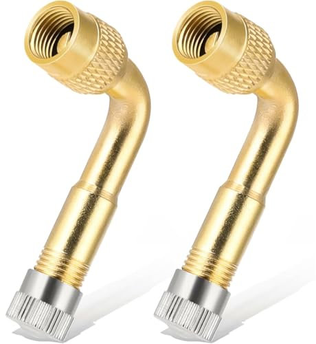 2 Pezzi Valvole di Estensione a 90 Gradi in Rame, Prolunga Valvola Pneumatici, Auto Valvola Pneumatico Estensione Valvola ad Angolo, per Auto, Moto, Bici, Scooter