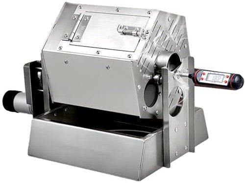 ZHIXUMM Professioneller KaffeebohnenröSter, 3,4-L-Trommel-ElektroröSter, Edelstahl-KaffeeröSter, Gas-KaffeebohnenröSter Mit Thermometer FüR Den Heim- Und Gewerblichen Gebrauch