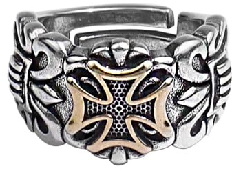 IMINI Anillo de cruz vintage con banda abierta para mujeres y hombres, ajustable, para nudillos, dedo, pulgar, moda, gótico, joyería de moda, regalos de cumpleaños