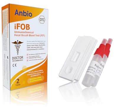 Anbio 2X FOB Test Kit- Colon Faecal Screening Test Kit | Fecal Occult Blood Rapid Test Cassette | Occult Blood in Stools Home Testing | FOB Bowel Health Test Kit for Detecting Bowel Cancer