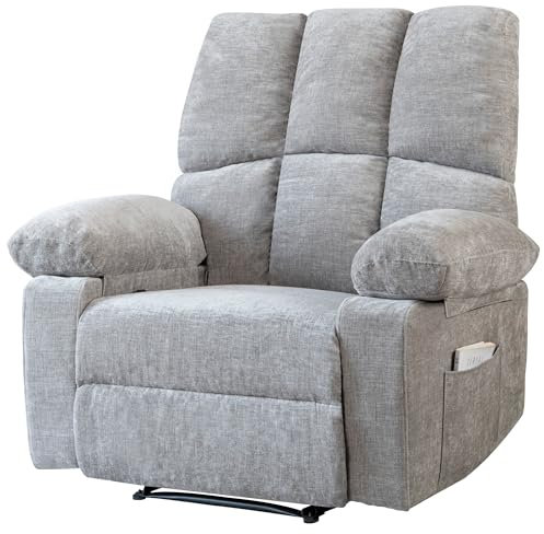 HOMYEDAMIC Relaxsessel Fernsehsessel mit Liegefunktion, TV-Sessel mit seitlichen Griffen, bis 150 kg Belastbar, für Wohnzimmer, Dunkelgrau