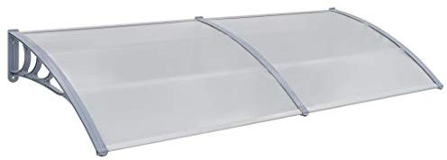 Tidyard Auvent de Porte Gris 240x100 cm Polycarbonate, Marquise de Fenêtres, Auvent de Fenêtre, Toit Abri Pluie et Neige Protection