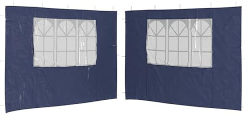 Paredes laterales para carpa de fiesta, 2 unidades, con ventana, 100% polietileno azul, impermeables y resistentes a los rayos UV, ideal para fiestas de jardín y eventos al aire libre