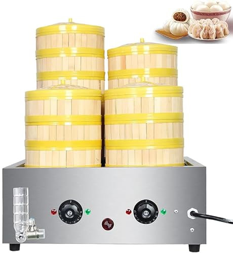 Cuiseur vapeur à quatre trous, four à brioches vapeur professionnel, chauffe-plats électrique, température de 30 à 110 °C, machine à brioches vapeur en acier inoxydable, tube chauffant en U, pour re