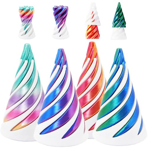 4 PCS Impossible Cone Fidget Toys, 3D Printed Spiral Cone Toy, Impossible Pyramid Passthrough Sculpture Fidget Toys for Kids and Adults, Desktop Decoration for Home Office Desk