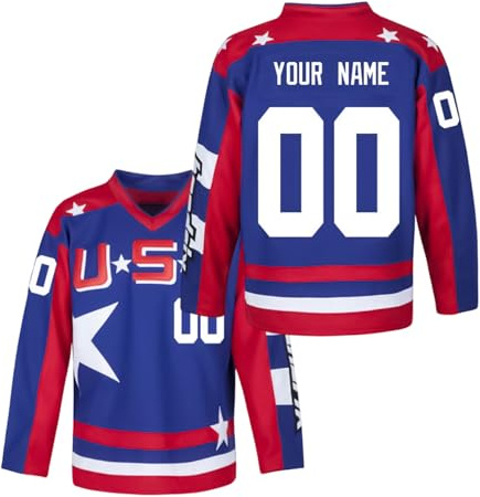FieldFames Custom Mighty Duck Hockey Jersey for Kid Men Women Conway Banks Gaffney Ice Hockey Shirt Name Movie Costume Blue