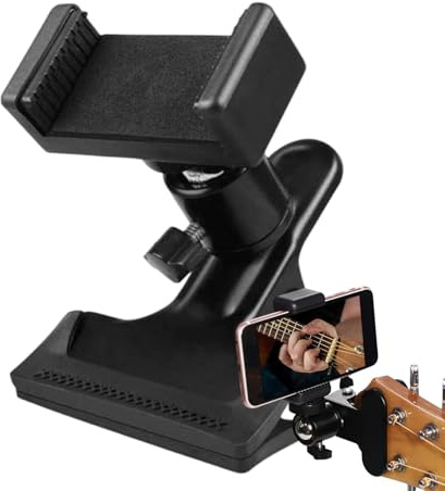 Musikfäste – 10 cm utdragbar klämhållare, robust instrumentstativ, bärbar justerbar klämma | mångsidigt smartphone-grepp för basgitarr och musiker tränar