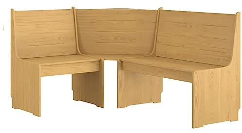 Genérico Banco de Esquina Reine Madera Maciza de Pino marrón Miel 151 cm,Mobiliario,Bancos,Bancos de Comedor y Cocina,Marrón,28.8 kg,327246