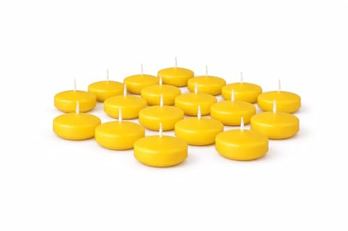 Premium Schwimmkerzen Set 20 Stück – Ø 50mm x 30mm Wasserkerzen Made in Germany – 4h Brenndauer & RAL Zertifiziert – Schwimmende Teelichter für Hochzeit, Tischdeko, Glasschale & Teich (Gelb)