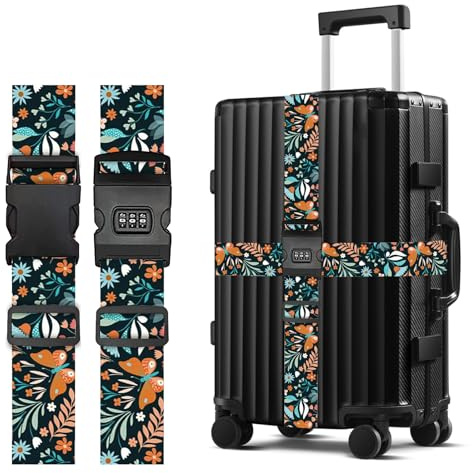 2 PCS Luggage Straps, Suitcase Straps with Lock, Adjustable Suitcase Straps, Thick Suitcase Belt Strap, Heavy Duty Luggage Straps, Lockable Luggage Straps for Suitcases