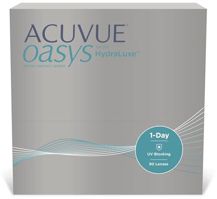 ACUVUE OASYS 1-Day con tecnologia HydraLuxe, Lenti a contatto giornaliere; Visione chiara e nitida e comfort elevato; Protezione UV;-3.75 diottrie; BC 9.0; DIA 14.30; 90 lenti