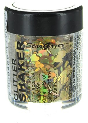 Stargazer Shaped Glitter, Gold Heart. Cosmetic gliter shapes that can be used on the face or body.