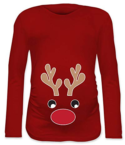 Babloo T Shirt Natale Maglia Premaman Natalizia Renna Rossa