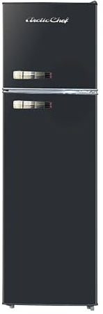 ARCTIC CHEF ACFR1055-BLACK, Retro 2 Door Apartment Size Refrigerator with Freezer, 10, Black, cu ft
