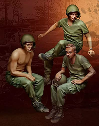 Risjc 1:35 Vietnamkrieg US Army Tank Soldier Resin Soldier Modell (3 Personen) unbemalt und unmontiert Miniaturmodellbausatz/R84191