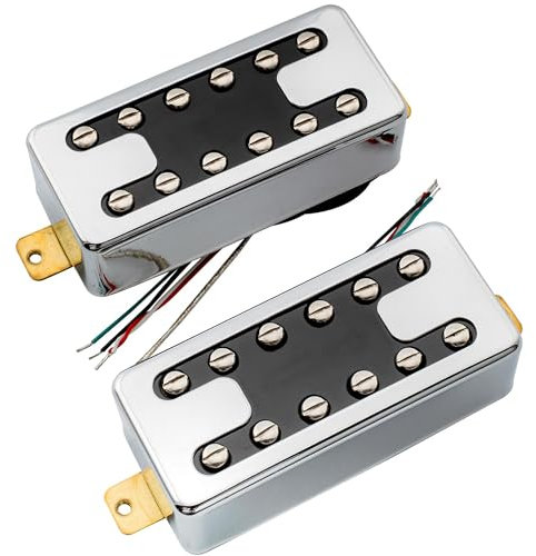 Artec MVH6A Alnico 5 Neo Traditional H Filtertron Style Humbucker Tonabnehmer Hals Steg Pickups Set für E-Gitarre, Chrom