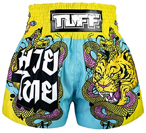 Tuff Sport Muay Thai-Shorts, Boxshorts, traditioneller Stil, Workout, MMA-Trainingshose (Größe S, TUF-MS685-LTB)
