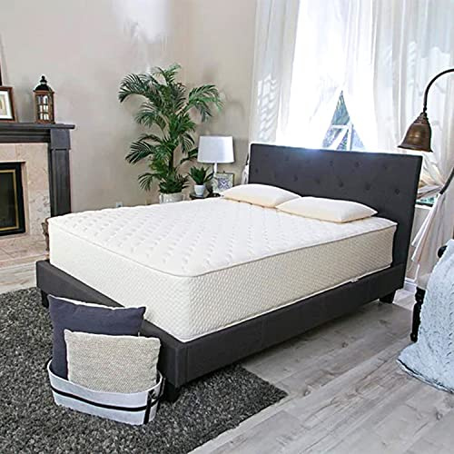 Latex for Less 2-Sided Natural Latex Mattress 7 | Natural Latex, Organic Cotton and Pure Wool | Handcrafted in USA | GOTS Certified Organic Cotton | Queen