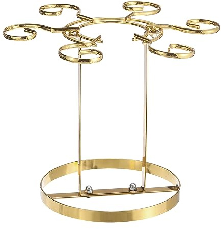 uxcell Countertop Wine Glass Holder, Freestanding Wine Glass Rack with 6 Hooks, Metal Stemware Holder Stand for Bar, Kitchen Home Storage (Gold 265x230mm)